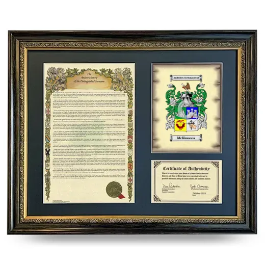 McKinnons Framed Surname History and Coat of Arms- Heirloom