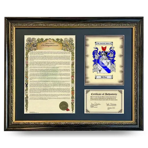 McNay Framed Surname History and Coat of Arms- Heirloom