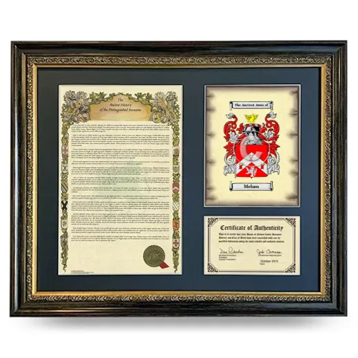 Mehan Framed Surname History and Coat of Arms- Heirloom