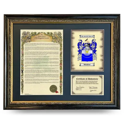Minniear Framed Surname History and Coat of Arms- Heirloom