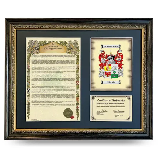 Mitchie Framed Surname History and Coat of Arms- Heirloom