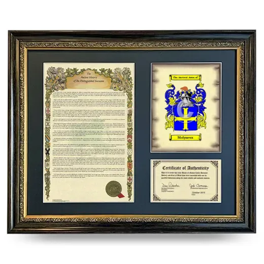 Molyneux Framed Surname History and Coat of Arms- Heirloom
