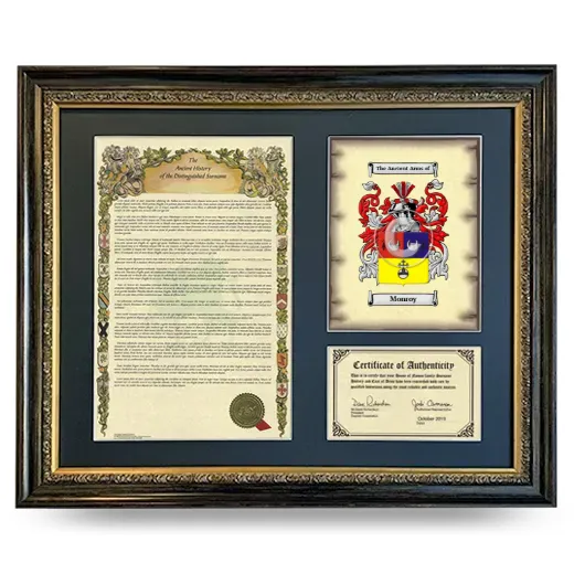 Monroy Framed Surname History and Coat of Arms- Heirloom