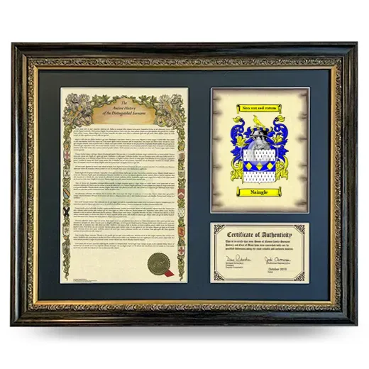 Naingle Framed Surname History and Coat of Arms- Heirloom