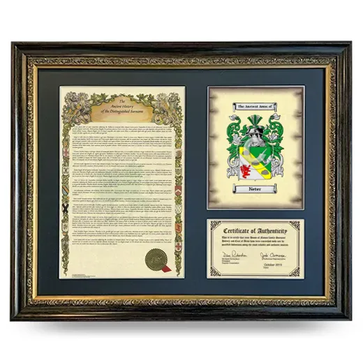 Neter Framed Surname History and Coat of Arms- Heirloom