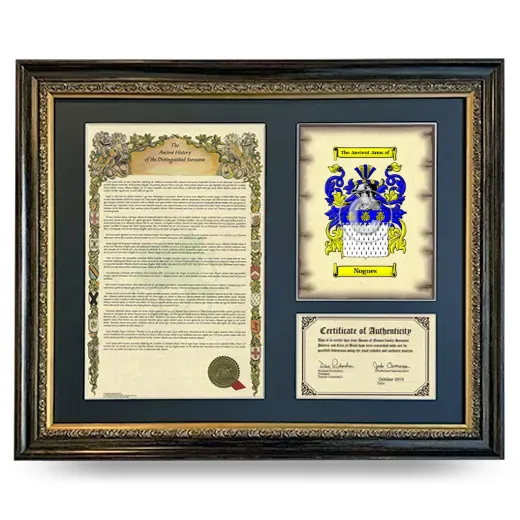Nogues Framed Surname History and Coat of Arms- Heirloom
