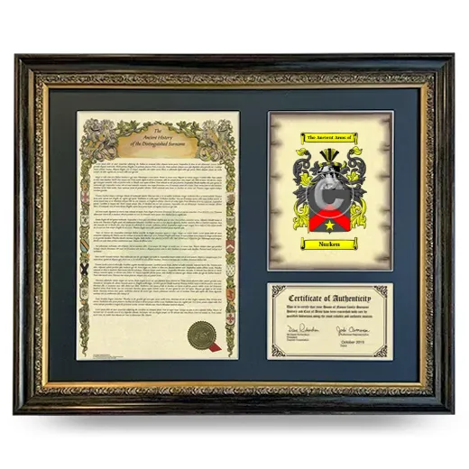 Nurken Framed Surname History and Coat of Arms- Heirloom