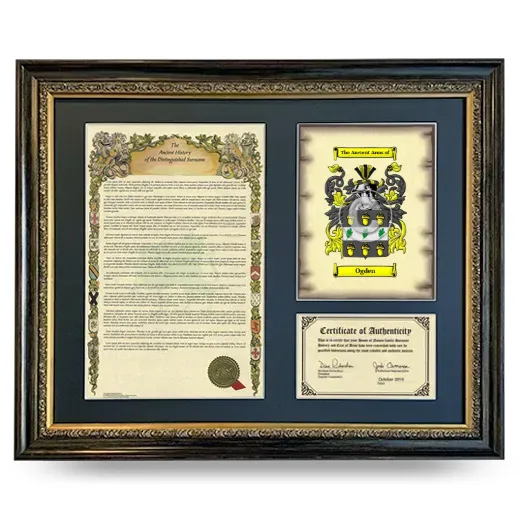 Ogden Framed Surname History and Coat of Arms- Heirloom