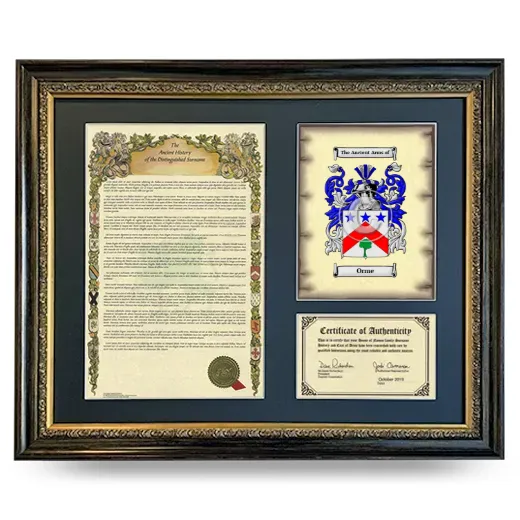 Orme Framed Surname History and Coat of Arms- Heirloom