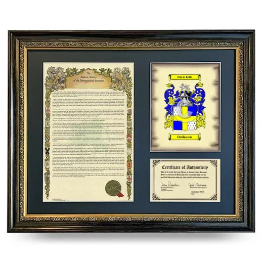 Orsbourn Framed Surname History and Coat of Arms- Heirloom