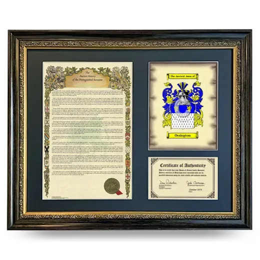 Ossington Framed Surname History and Coat of Arms- Heirloom