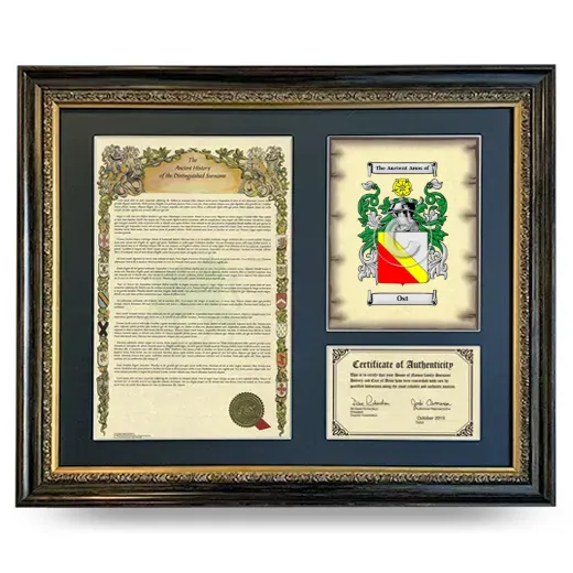 Ost Framed Surname History and Coat of Arms- Heirloom