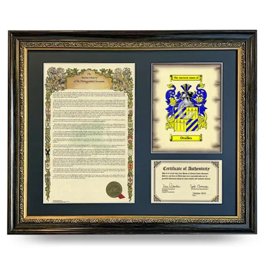 Ovalles Framed Surname History and Coat of Arms- Heirloom