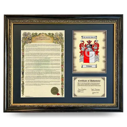 Palmar Framed Surname History and Coat of Arms- Heirloom