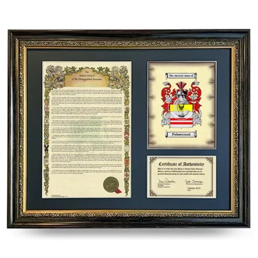 Palmeronni Framed Surname History and Coat of Arms- Heirloom