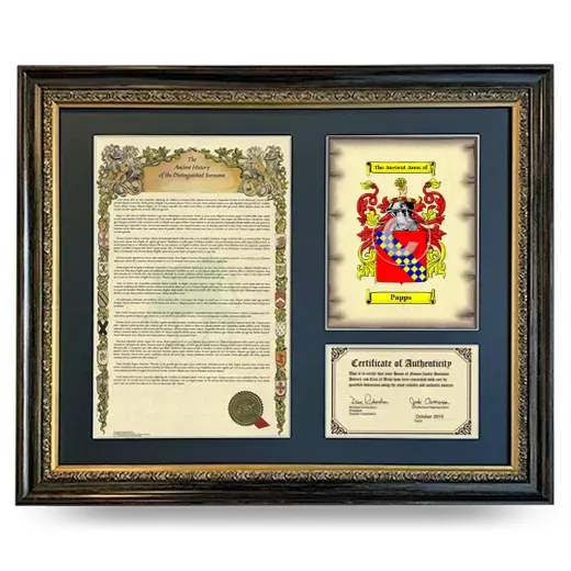 Papps Framed Surname History and Coat of Arms- Heirloom