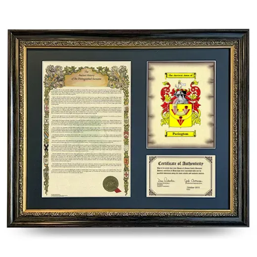 Parington Framed Surname History and Coat of Arms- Heirloom