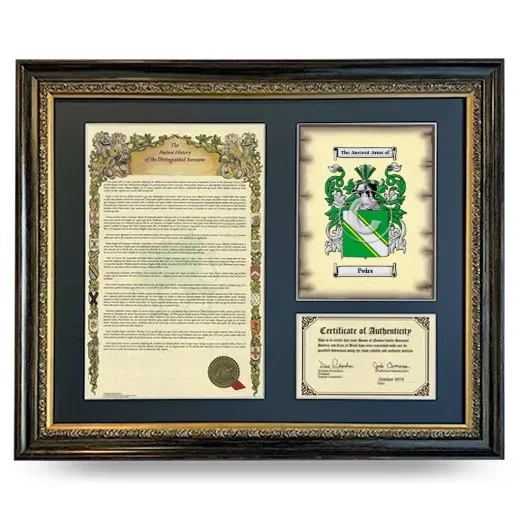 Peirs Framed Surname History and Coat of Arms- Heirloom
