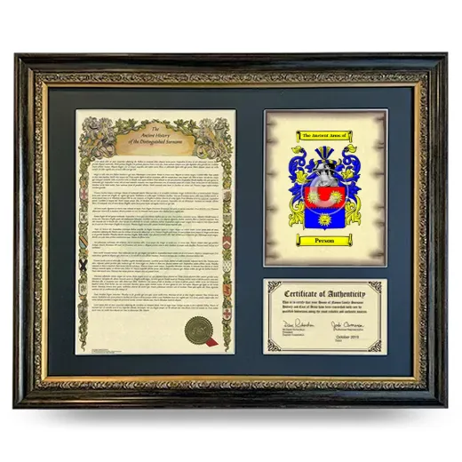 Person Framed Surname History and Coat of Arms- Heirloom