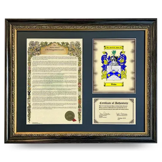 Pirim Framed Surname History and Coat of Arms- Heirloom