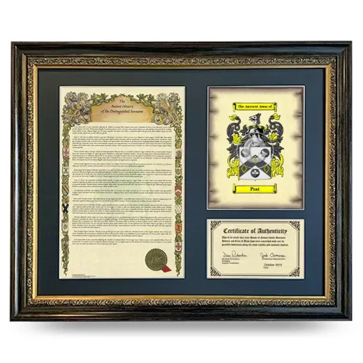 Prat Framed Surname History and Coat of Arms- Heirloom