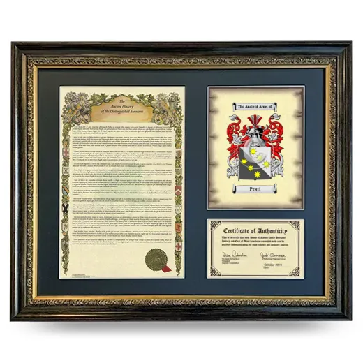 Prati Framed Surname History and Coat of Arms- Heirloom