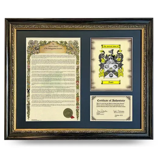 Pratt Framed Surname History and Coat of Arms- Heirloom