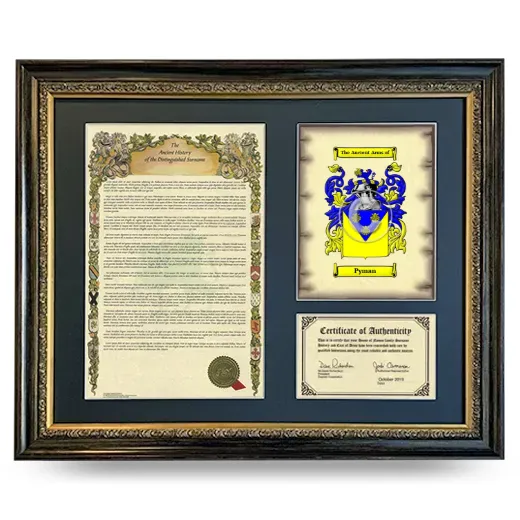 Pyman Framed Surname History and Coat of Arms- Heirloom