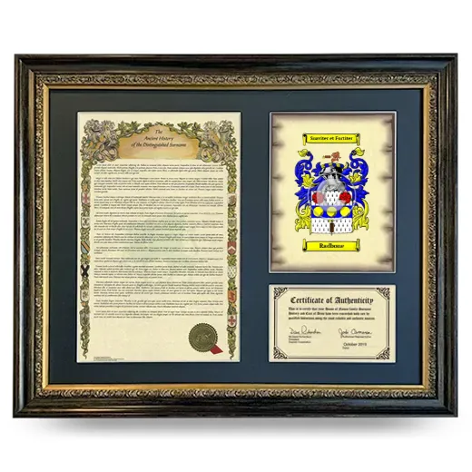Radbone Framed Surname History and Coat of Arms- Heirloom