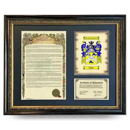 Ragen Framed Surname History and Coat of Arms- Heirloom