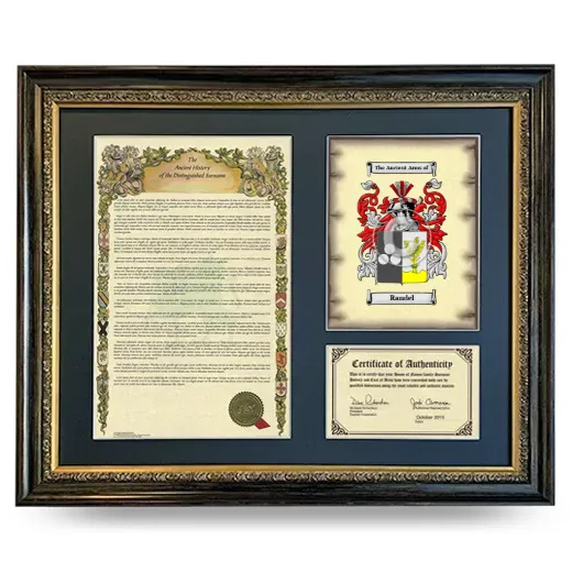 Randel Framed Surname History and Coat of Arms- Heirloom