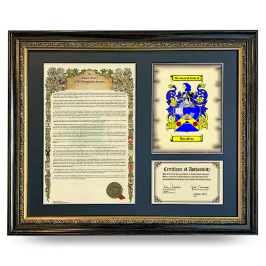 Ranston Framed Surname History and Coat of Arms- Heirloom