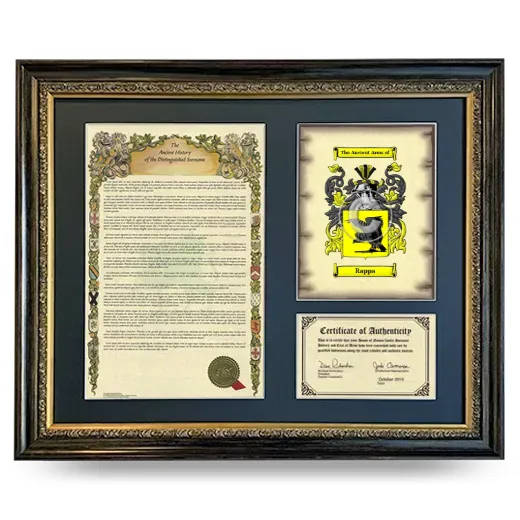 Rappa Framed Surname History and Coat of Arms- Heirloom
