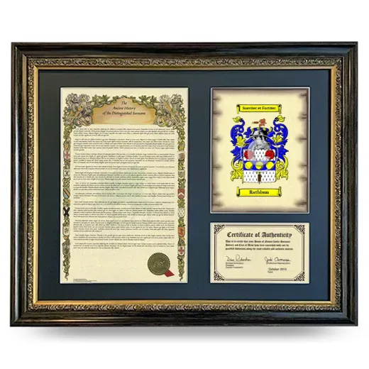 Rathbun Framed Surname History and Coat of Arms- Heirloom