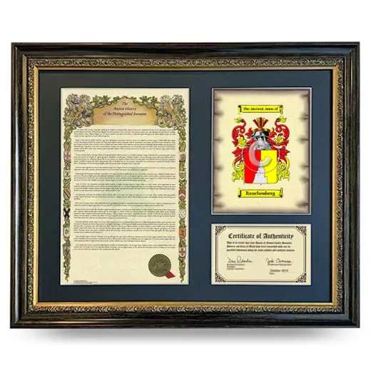 Rauchenberg Framed Surname History and Coat of Arms- Heirloom