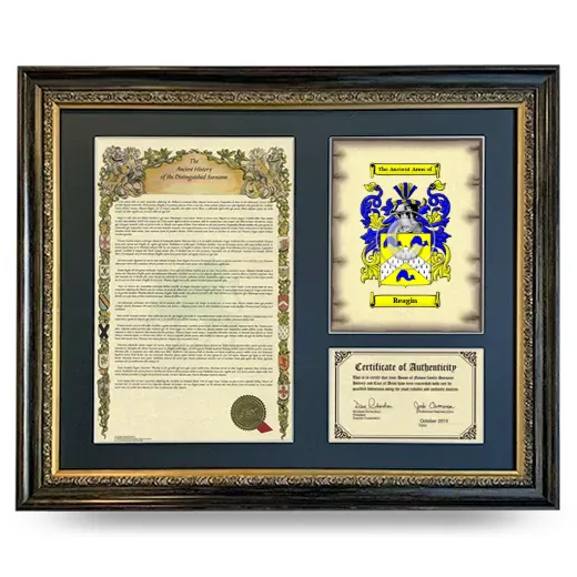 Reagin Framed Surname History and Coat of Arms- Heirloom