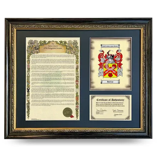Rector Framed Surname History and Coat of Arms- Heirloom