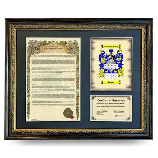 Reeder Framed Surname History and Coat of Arms- Heirloom
