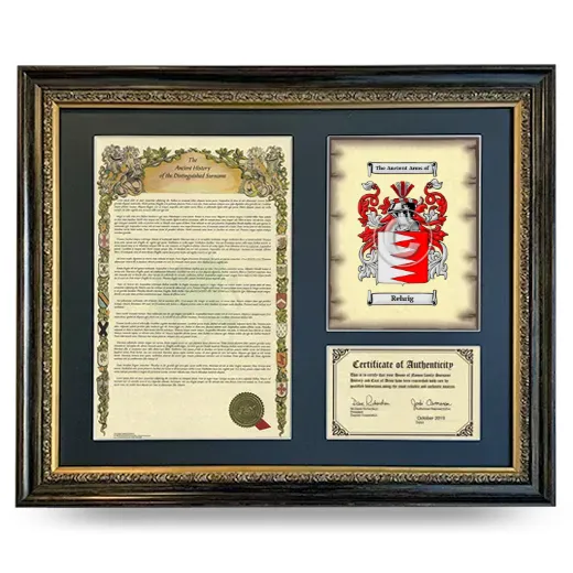 Rehrig Framed Surname History and Coat of Arms- Heirloom