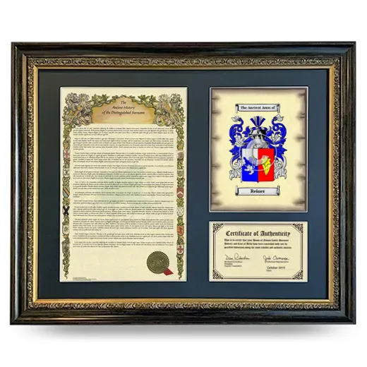 Reiner Framed Surname History and Coat of Arms- Heirloom