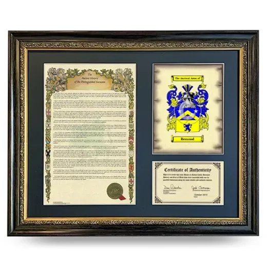 Remond Framed Surname History and Coat of Arms- Heirloom
