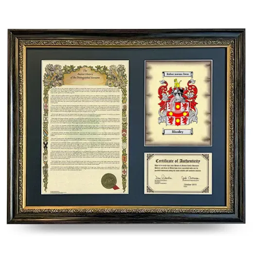 Rhodey Framed Surname History and Coat of Arms- Heirloom