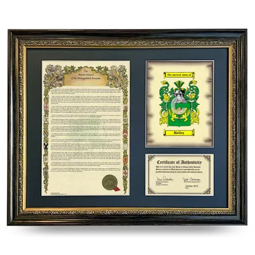 Rielley Framed Surname History and Coat of Arms- Heirloom