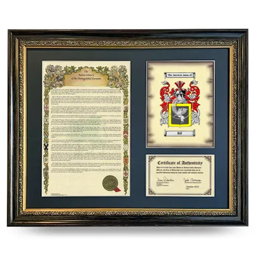 Rif Framed Surname History and Coat of Arms- Heirloom