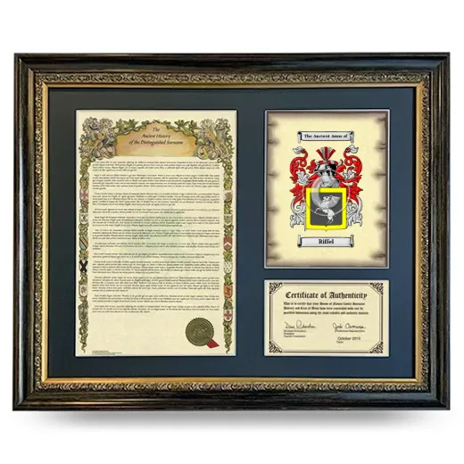 Riffel Framed Surname History and Coat of Arms- Heirloom