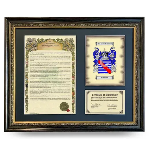 Rimton Framed Surname History and Coat of Arms- Heirloom