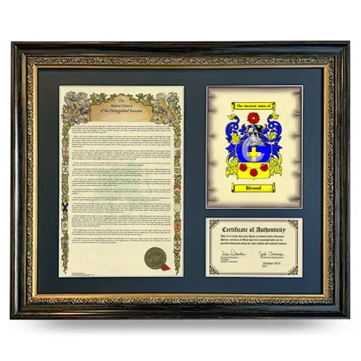 Rivaud Framed Surname History and Coat of Arms- Heirloom