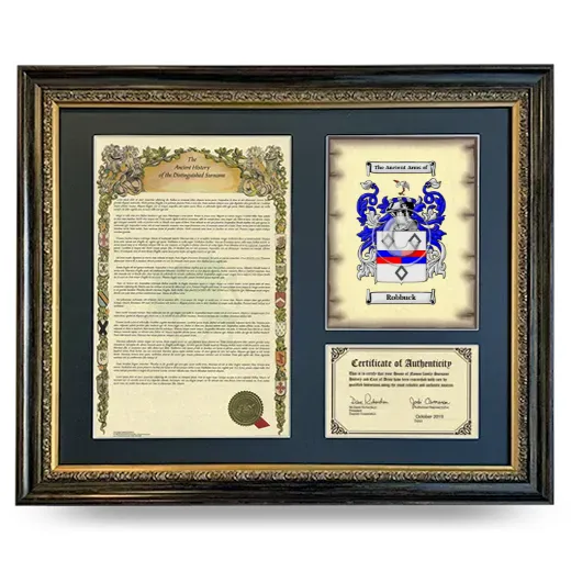 Robbuck Framed Surname History and Coat of Arms- Heirloom