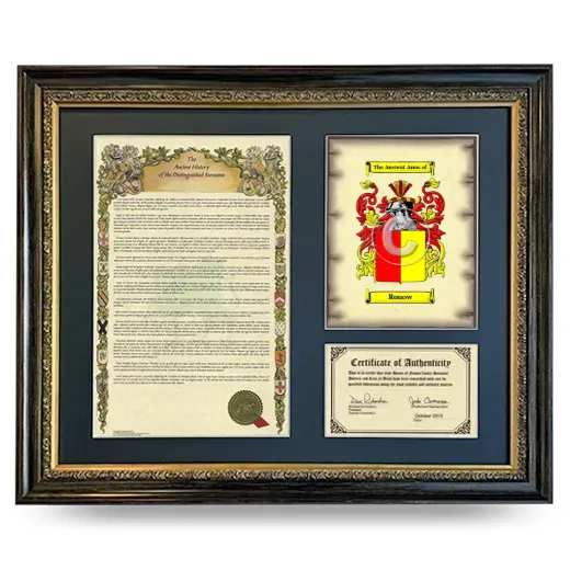 Ronow Framed Surname History and Coat of Arms- Heirloom