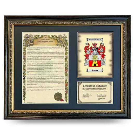 Rosson Framed Surname History and Coat of Arms- Heirloom